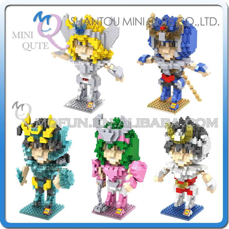 Mini Qute LOZ 5 styles Anime boy cartoon model Saint Seiya Ikki Super hero plastic action