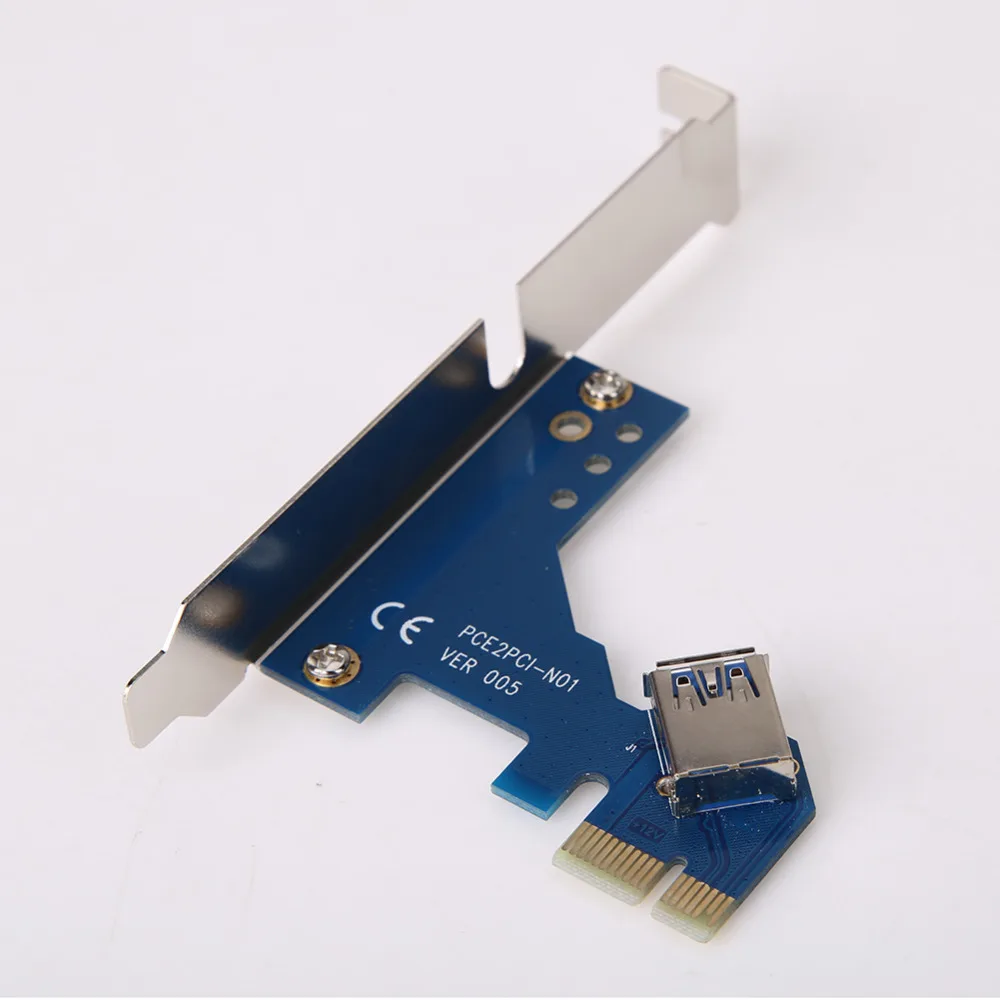 USBTOP BRAND PCI-E PCI Express X1 to Dual PCI Riser Extend Adapter Card PCI Add On Cards with 1M USB 3.0 Cable