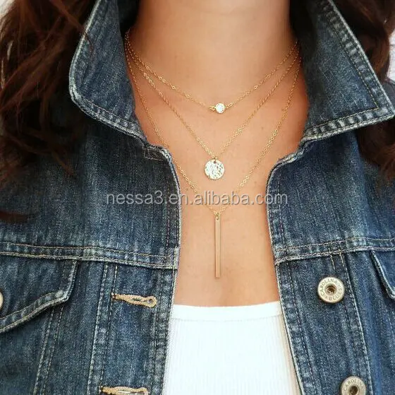 Fashion Simple Gold Chain Necklace Latest Design Wholesale HZS-0077