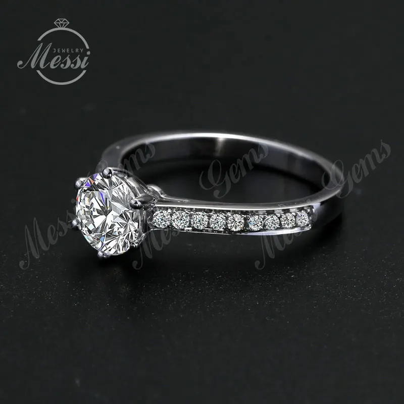 14K white gold women wedding 1carat moissanites solitaire wedding ring