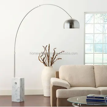 Most Popular Modern Stainless Steel Fishing Floor Lamp With Marble