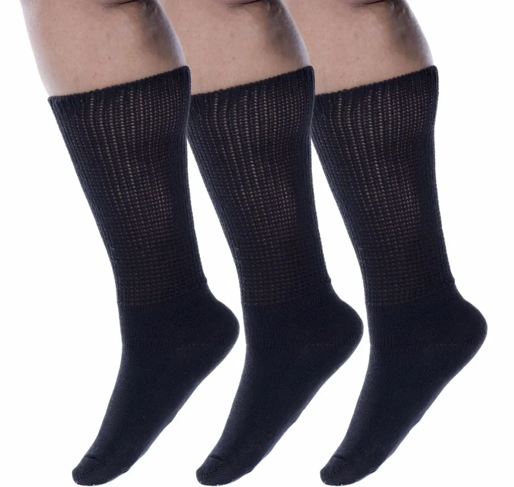 Black Diabetic Socks,Plus Size Black Diabetic Sock,Cotton Diabetic Knee ...