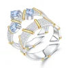 Abiding natural swiss blue topaz gemstone rings fashion jewelry custom sterling silver wedding couple ring