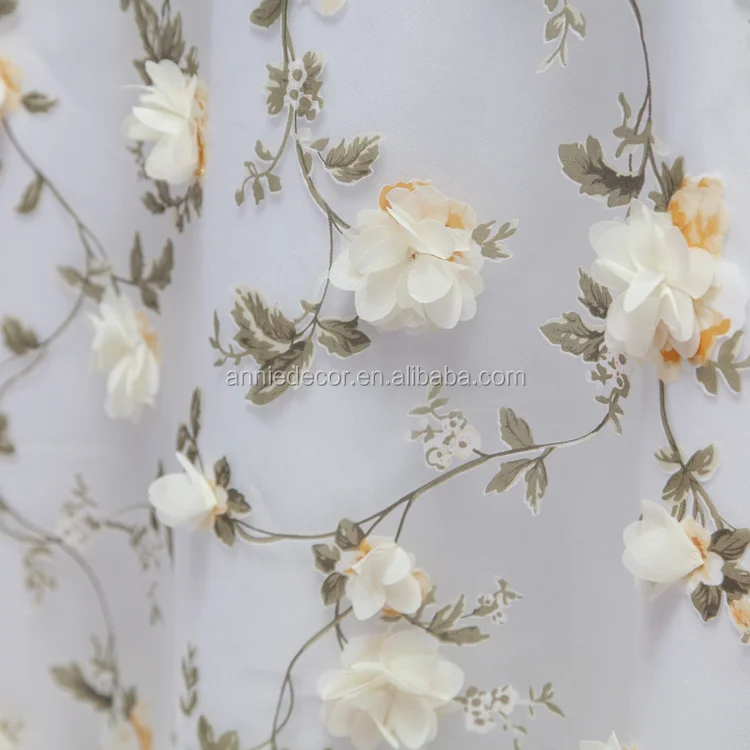 Fancy wholesale chiffon flower on print organza wedding table cloth