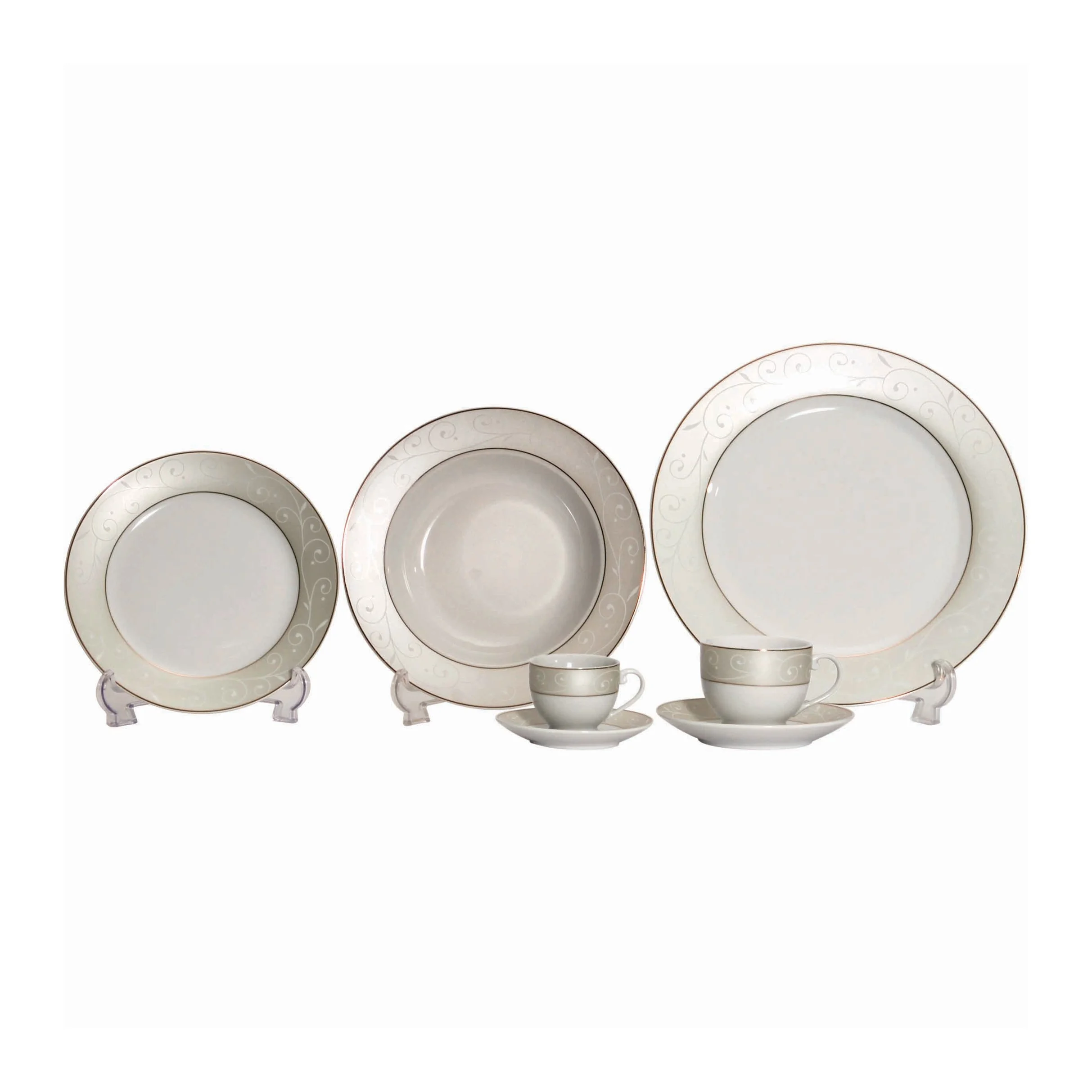 China Supplier Grace 42pcs Porcelain Silver Rim Dinnerware Set Buy
