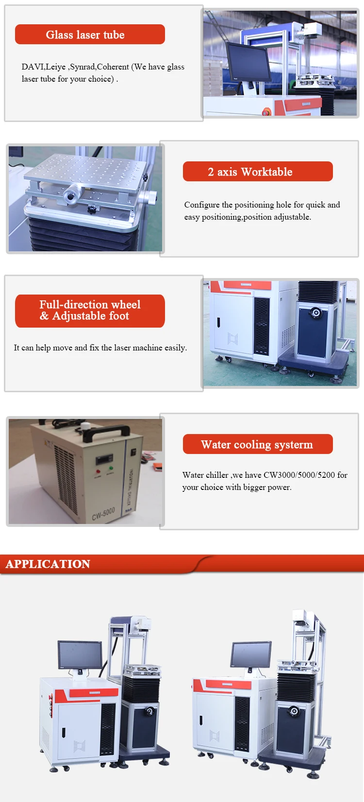Effective co2 air cooling Carmenhas field mirror optional Co2 laser marking machinery