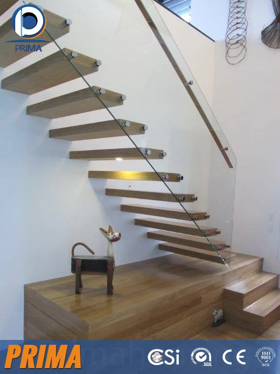 Interior Straight Stair Tempered Glass Panel Stairs For Apartment Stair