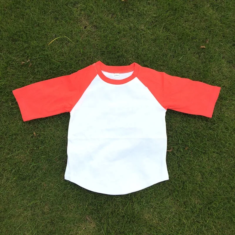 Wholesale Blanks Cotton Kids Raglan Tee Tshirt 4 Colors Free Shipping