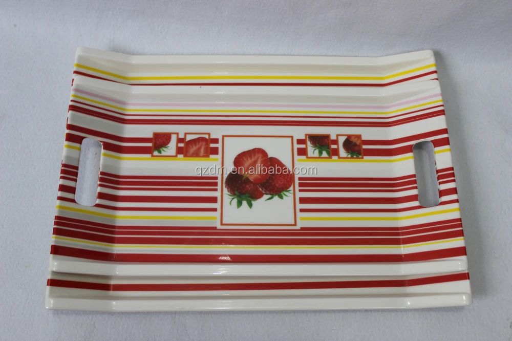 Strawberry Design Melamine Tray With 2 Handles