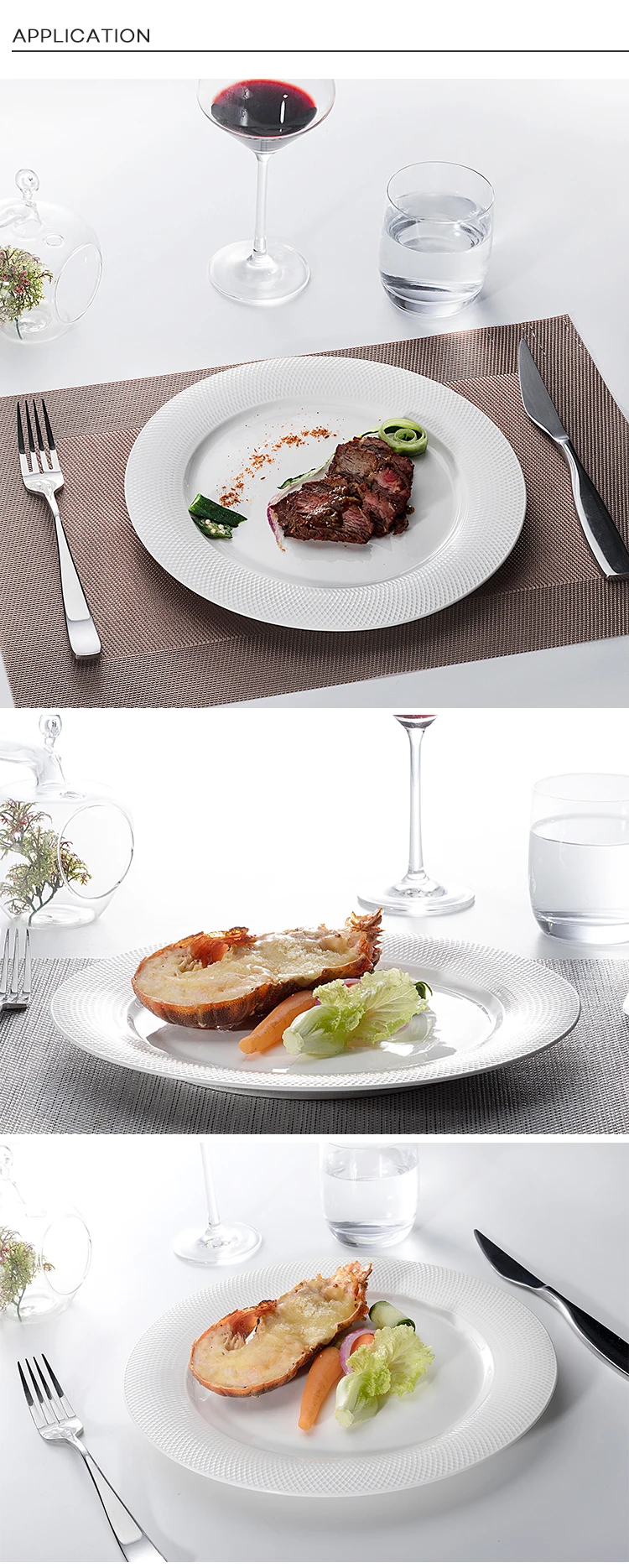 New Product Ideas 2019 Innovative for Hotels Marriott chinaware Beauty Dish, Grid Style Fine Dining Plates Flat Plate^