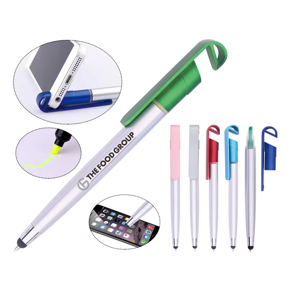 4 In 1 Multi Function Pen Stylus Ball Pen With Highlighter And Phone ...