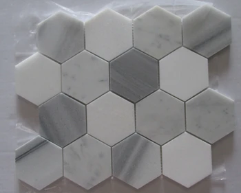 73mm Thassos Blanco Mezclado Marmala Mármol Blanco 3 "hexagonal De
