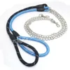 2016 New Pet Dog Chain Stainless Steel Chain and Reflective Rope Handle Leash 3.0mm * 120cm Puppy Kitten Leashes
