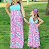summer mother daughter Long maxi dresses family look clothing mom and daughter chevron dress weave mommy and me clothes