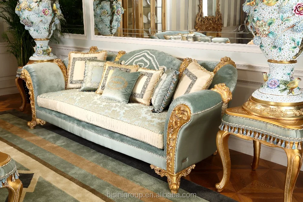 Bisini Hand Carved Royal Furniture Wooden Frame 7 Seater Sofa Set