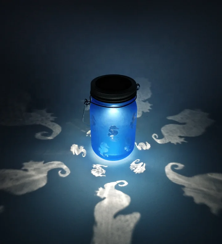 Hot sale Dreamlike  blue Ocean series Decorative Mason Jar Home Lights Hanging Glass Bottle solar Led Lights