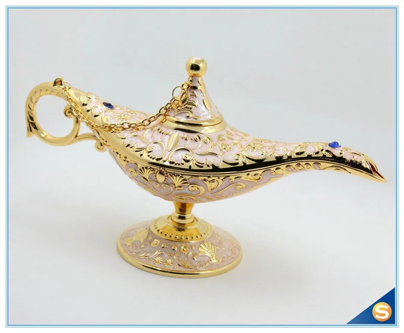 brass lamp with aladin lamp and glass