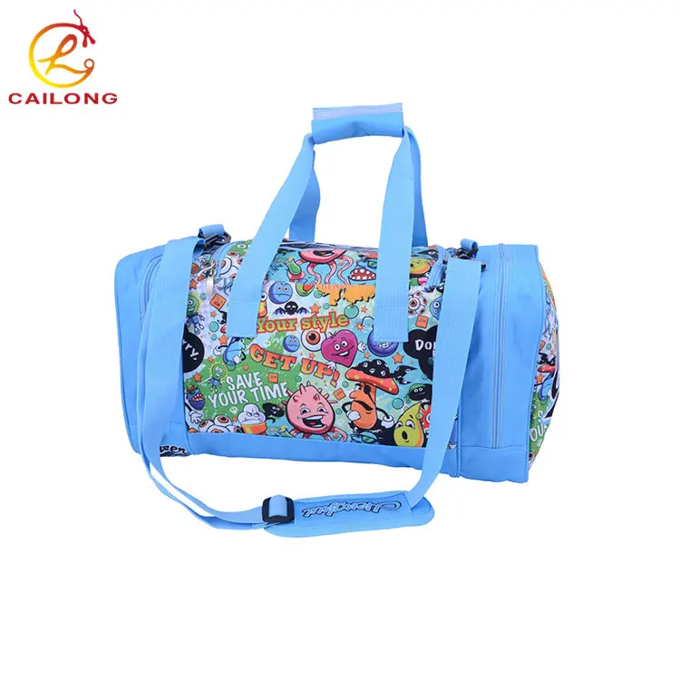 Durable large capacity black two side pocket gym duffle bag