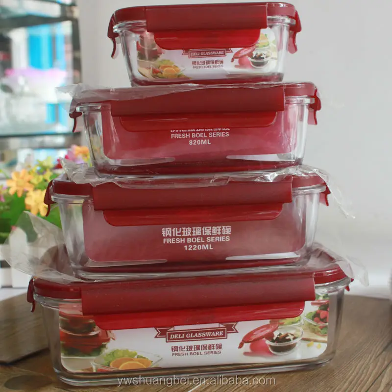 Clear Mixing 820ml/ 1220ml Glass Food Fresh Seal Bowl With Airtight Lid