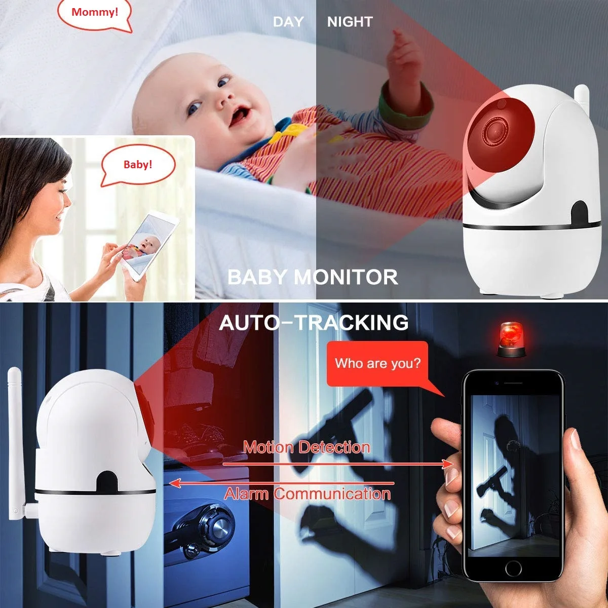 WiFi Home Security Surveillance TUYA Camera 1080P Smart Baby Monitor 