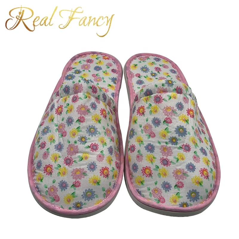 Cheap Custom Comfortable Print Cotton Disposable Traveling Slippers for Hotel