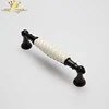 zinc alloy black screw thread ceramic cabinet wardrobe door pull handle