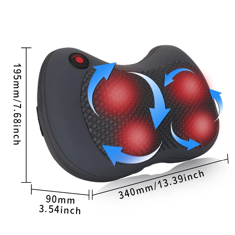 Battery Operated Vibrating Shiatsu Massage Neck Pillow Rechargeable