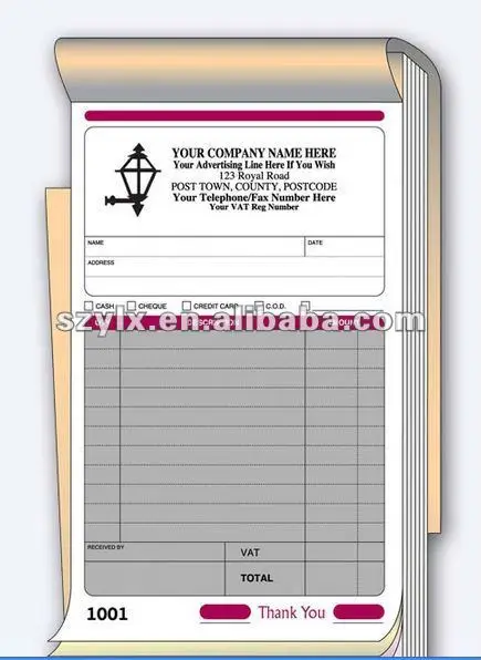 invoice book printing quotes