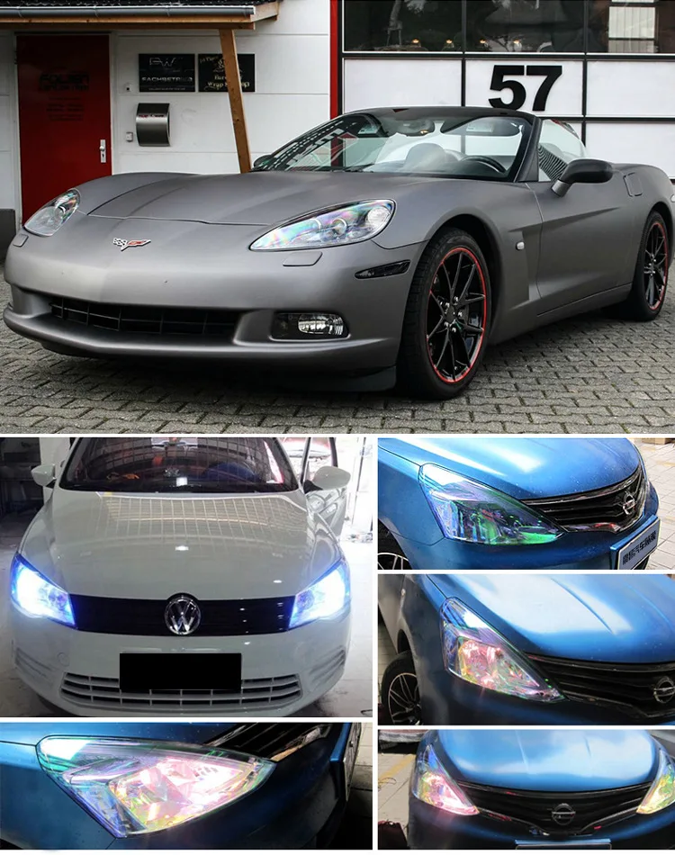 Carlas Fashionable 0.3*10m chameleon headlight tint film with purple/pink/blue/black/green/orange for car lamp wrap