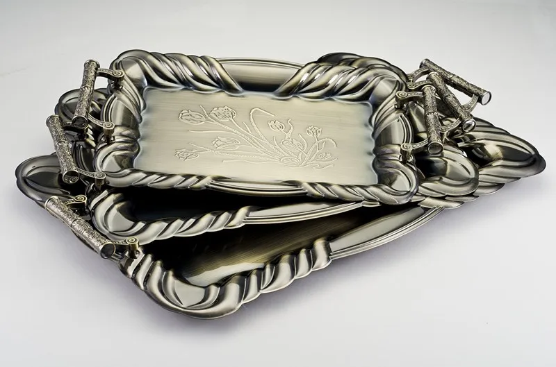Silver Plated Trays Rectangular Trays For Restaurant Banquet Hotel