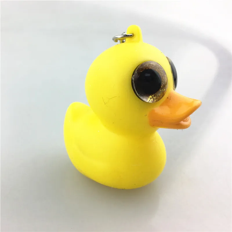 Cartoon Glitter Eyes Duck Pvc Keychains,Cute Popper Eyes Duck Plastic