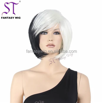 black and white bob wig