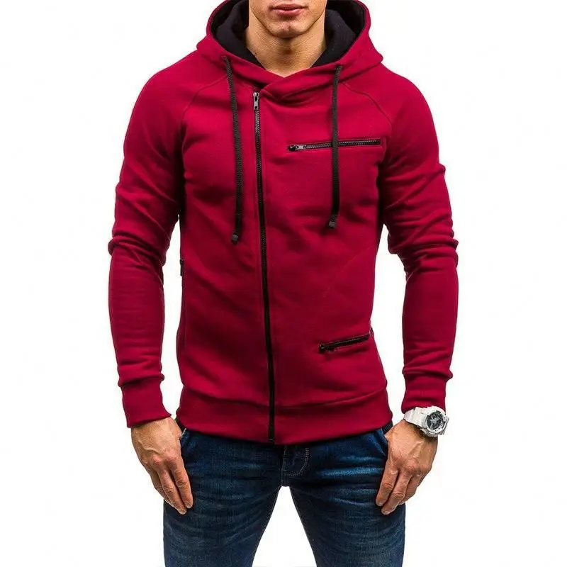 Men's Solid Color Sports & Leisure Jacquard Sweater Hoodie Fleece Hooded Jacket