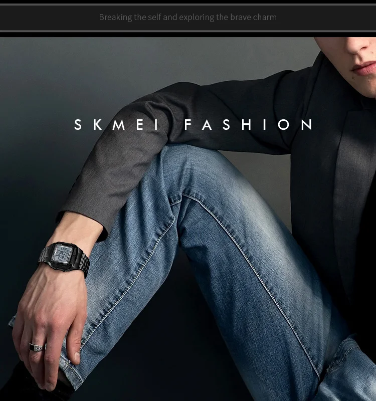 Роскошные брендовые наручные часы SKMEI 1381 с двойным временем из нержавеющей стали для мужчин