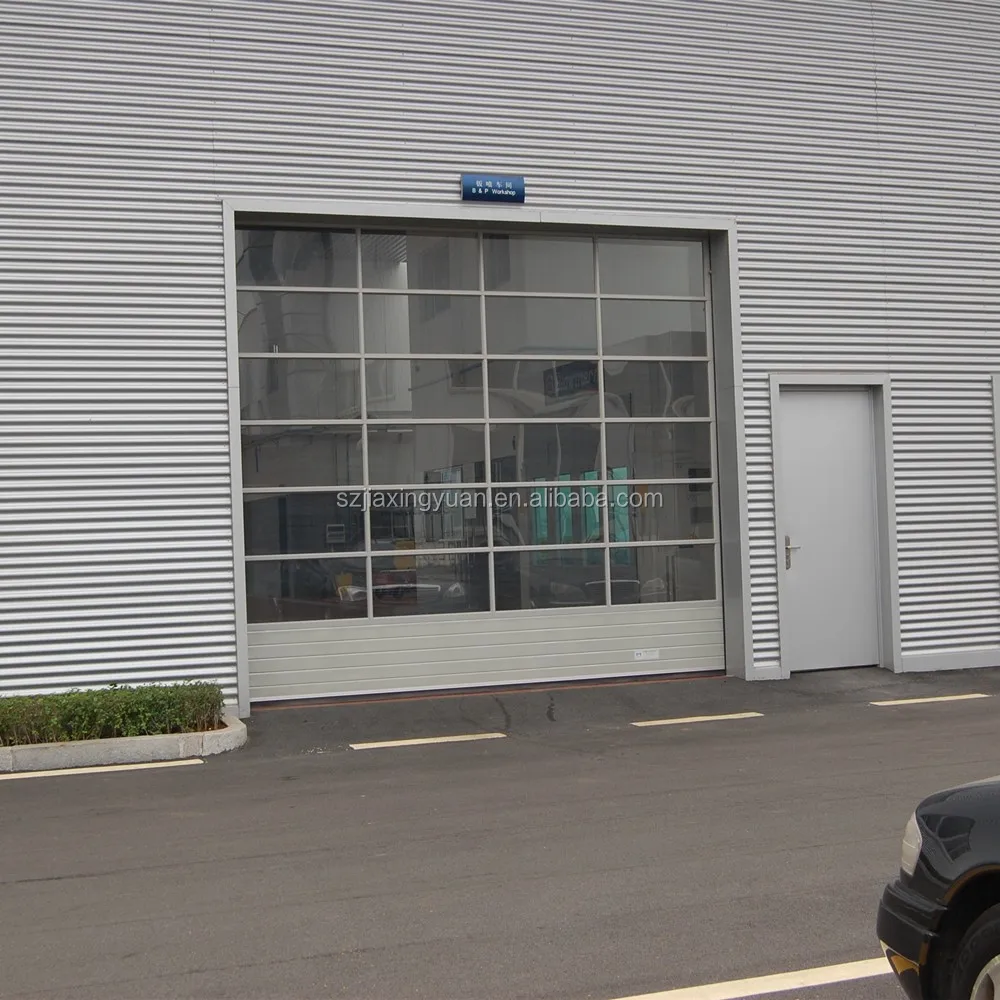 overhead sectional aluminium lipat kaca pintu garasi 
