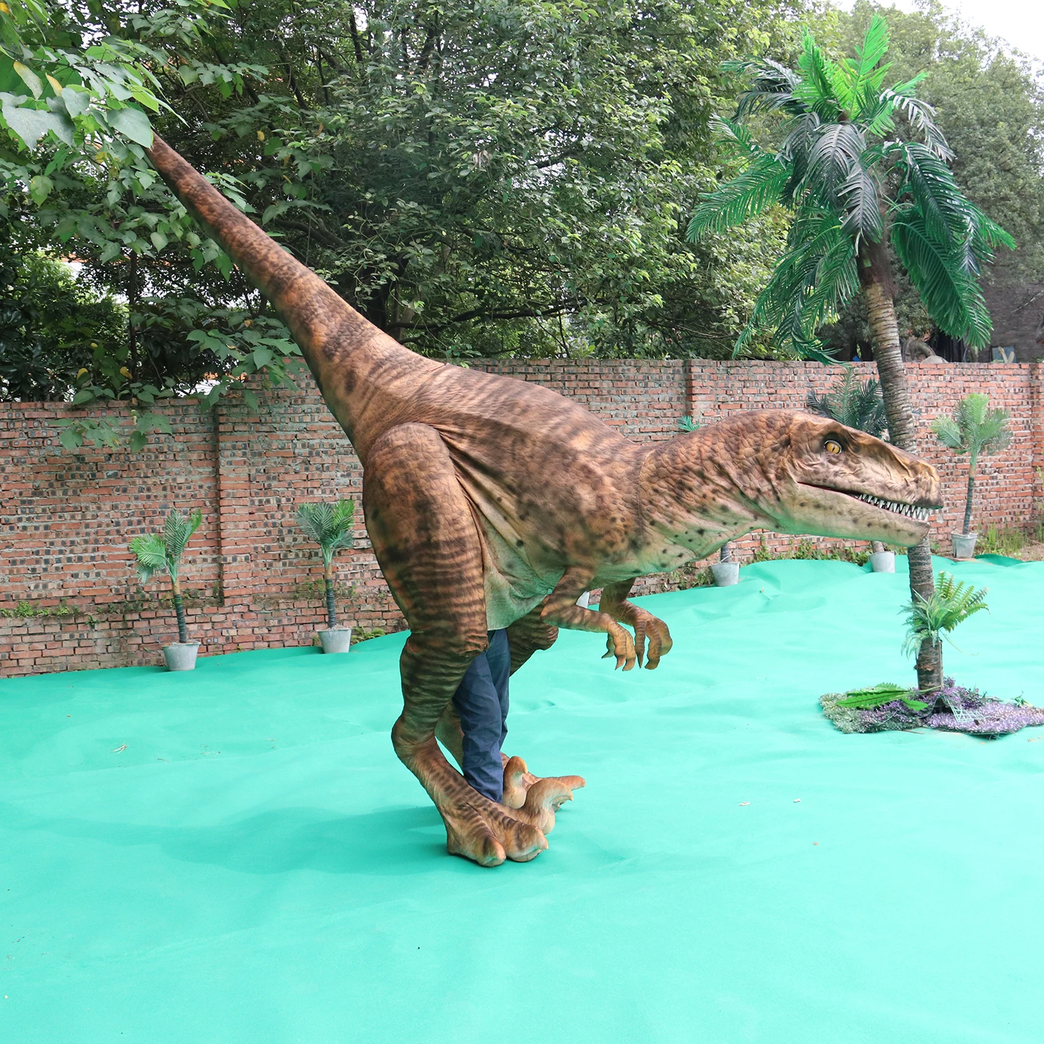 Realistic hidden legs animatronic dinosaur costume for adult.
