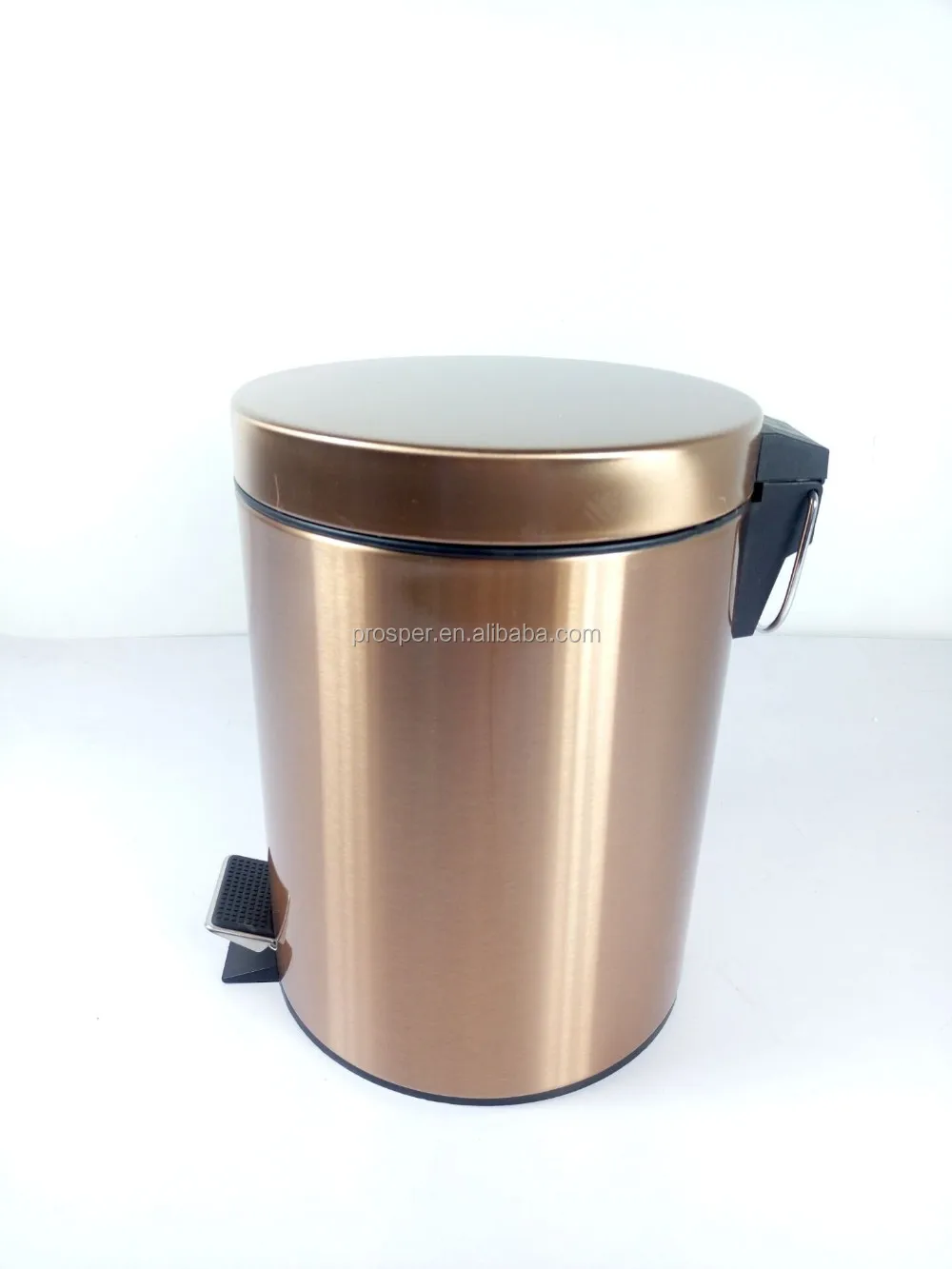 Rose Golden Garbage Bin Luxury Trash Can Metal Rose Golden Waste Bin