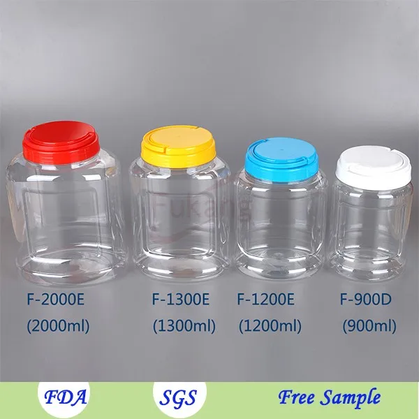 2l Pet Plastic Containers Jar Canister Transparent Kitchen Storage Jar