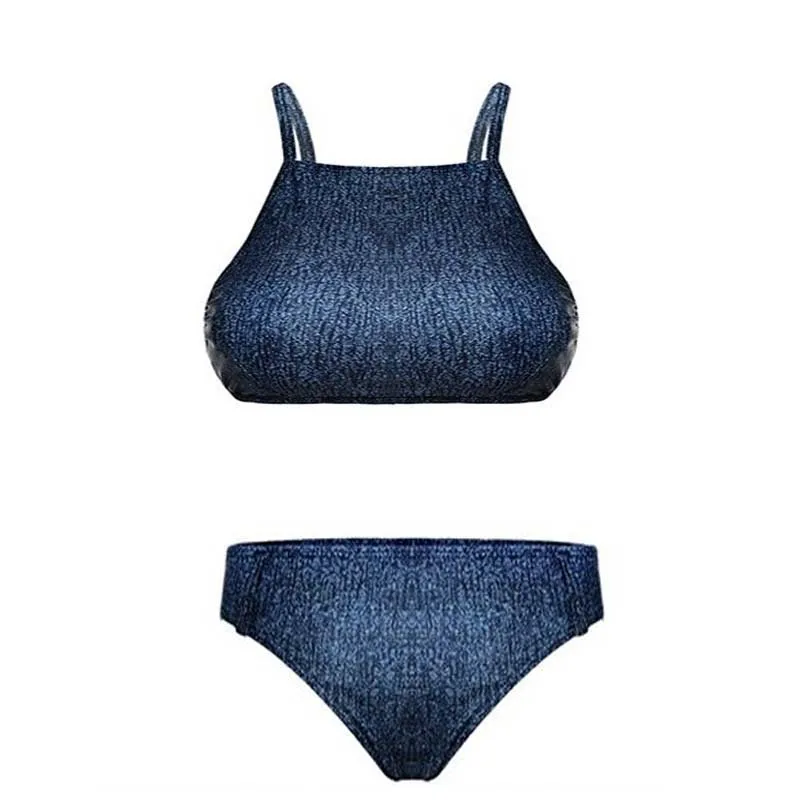 blue jean bathing suit