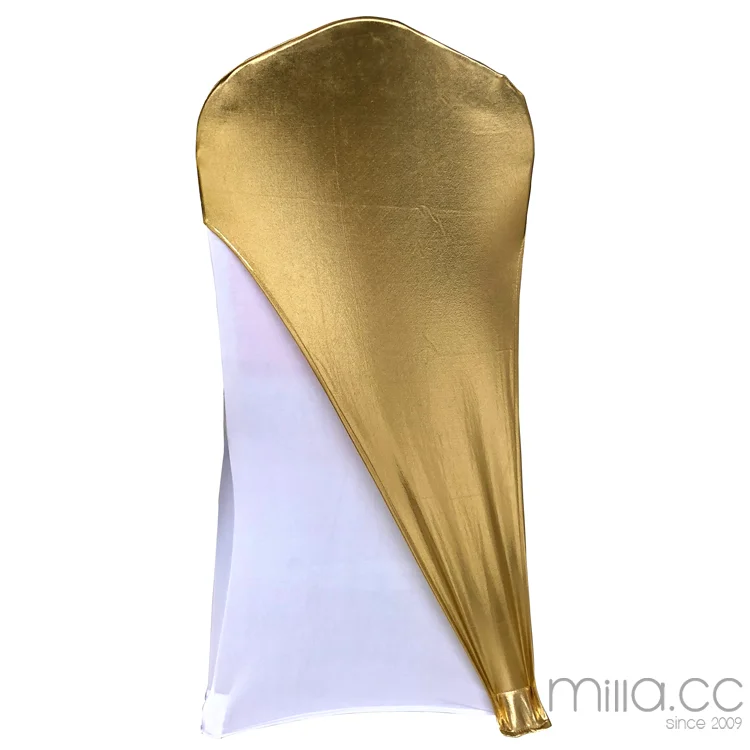 Shiny Metallic Gold Silver Spandex Lycra Round Square Top Chair Covers