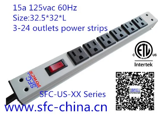 USA Nema 5-15R 3-24 outlets min and easy mounting power strips3 phase power distribution unit