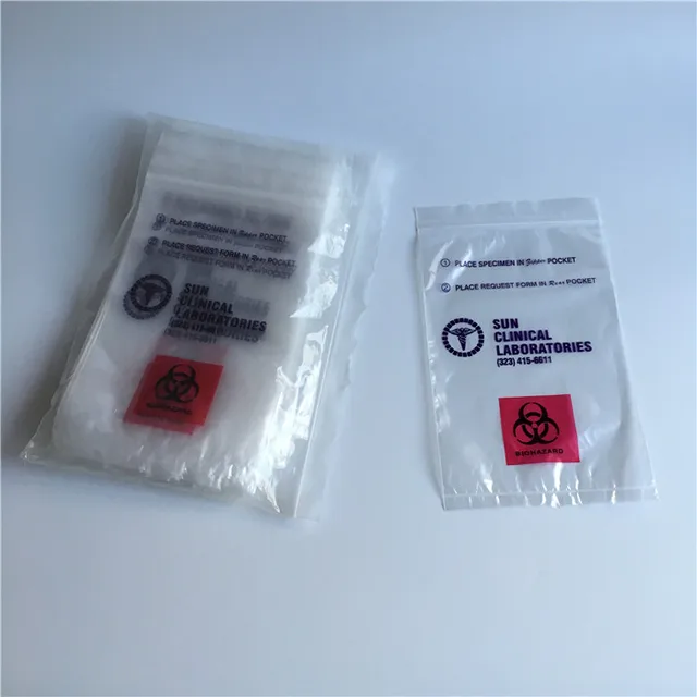 3walls custom ldpe specimen biohazard bag/ziplock bag with