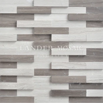 Lander Pierre Marbre Mosaïque 3d Lookng Tuile De Mur Extérieur Gris Clair Et Gris Foncé Mixte Buy Carrelage Mural Extérieurcarrelage Mural 3d