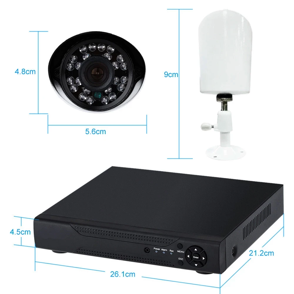 2 CAMARAS INTERIOR MINI DOMO HD CCTV VIDEOVIGILANCIA KIT AHD 720p DVR 4CH H264 