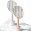 Unique 3-Layer LED Light USB Rechargeable 3000 Volt Bug Zapper Racket Electric Fly Killer Mosquito Swatter with Charging Base