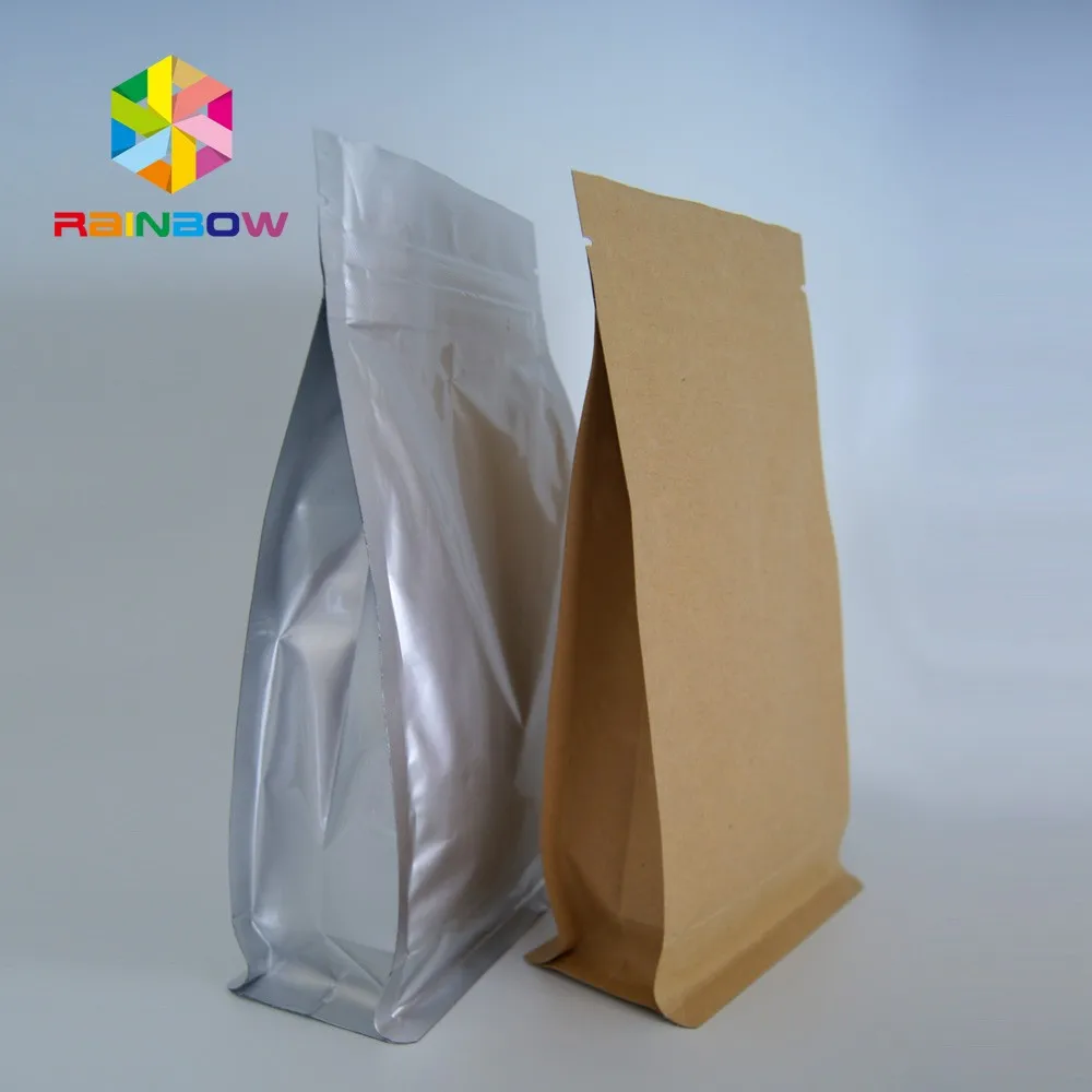 Brown Kraft Paper Bags Aluminum Foil Lined Kraft Paper Coffee Bags With