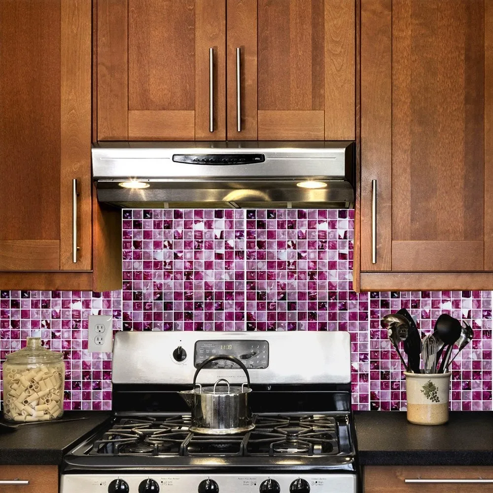 Custom Peel And Sticker Tile Purple 3d Kitchen Backsplash Tile Buy