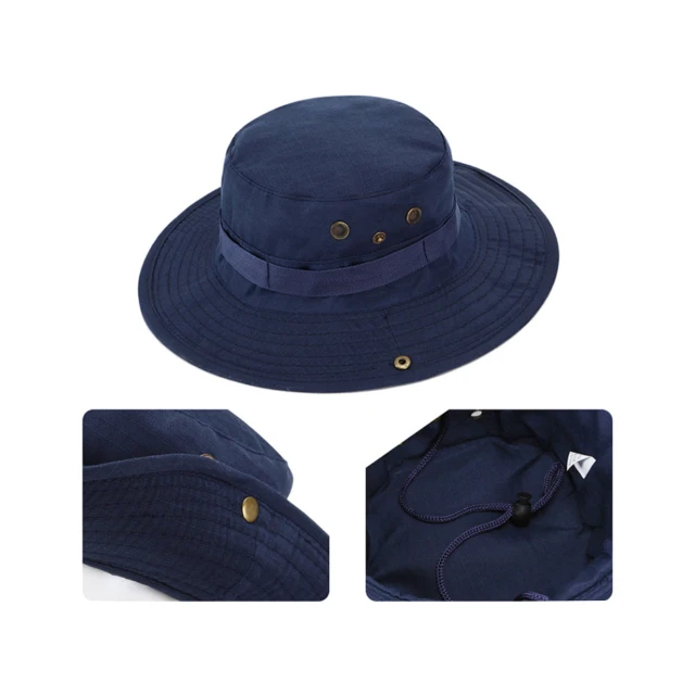 blue bucket hat with string