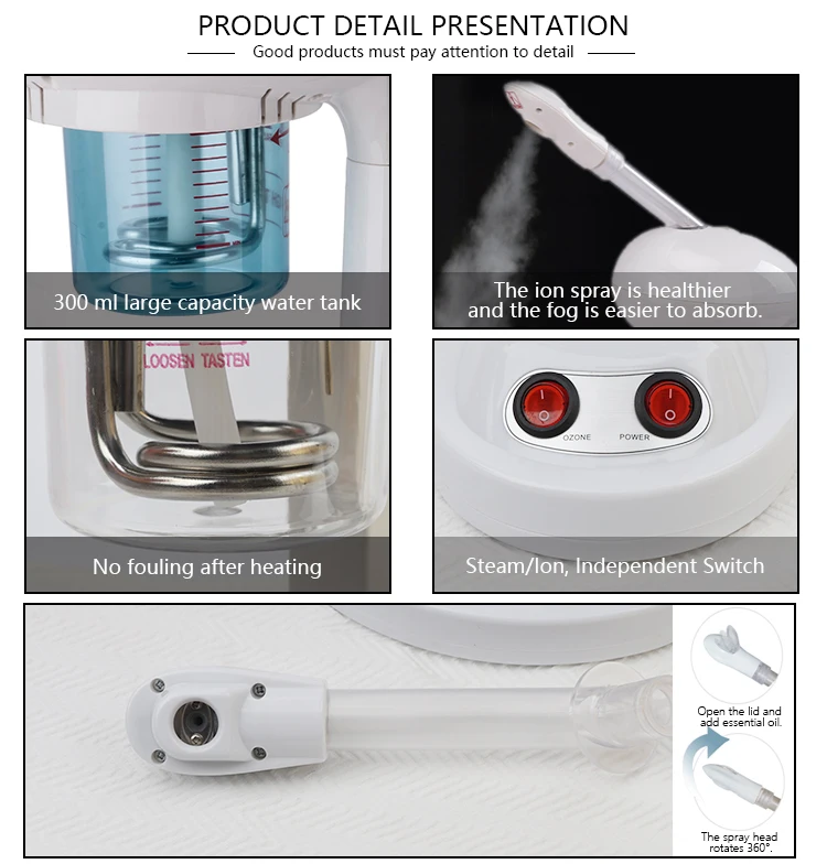 Professional portable beauty  table facial ion vapour steamer