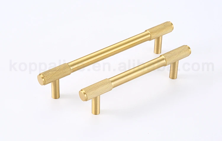 T Shape Kitchen Straight Handle Knobs Cabinet Wardrobe Pull Brass